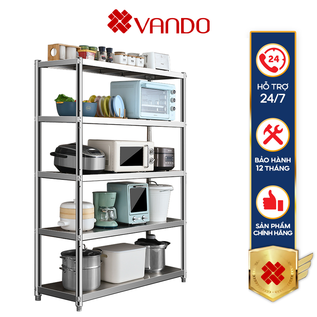 Rộng 40cm/60cm/80cm/100cm - Giá Kệ Để Lò Vi Sóng INOX VANDO - Để Nồi Cơm Điện đa Năng Thông Minh Cho Nhà Bếp