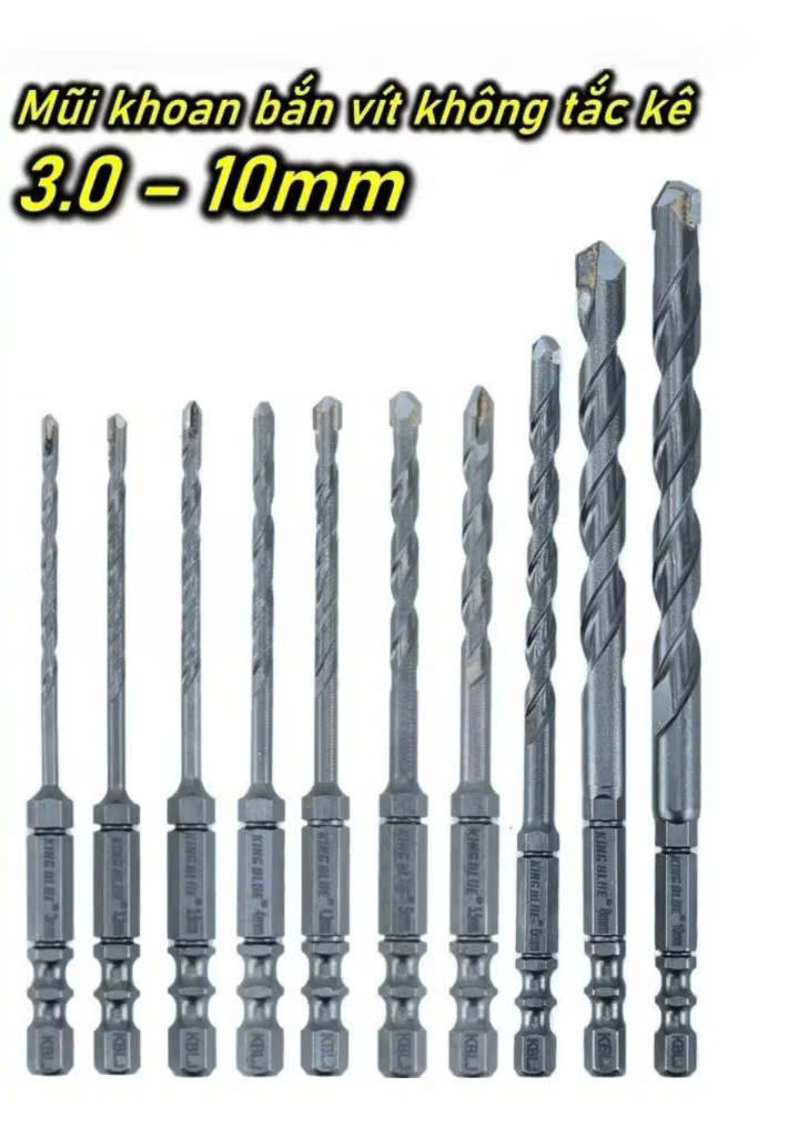  Mũi khoan bắn vít không sử dụng tăc kê chuôi lục giác Kenssman khoan gạch men khoan tường 