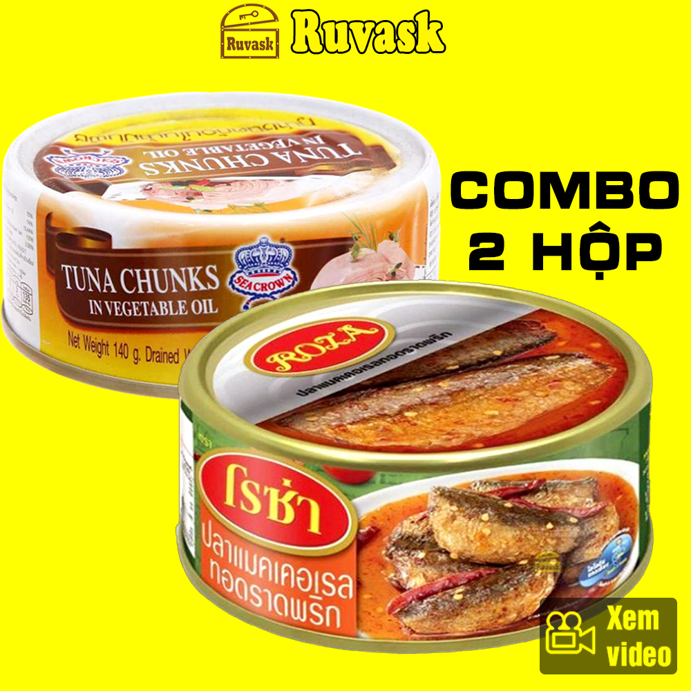 Cá Hộp Thái Lan 140g - Cá Ngừ Ngâm Dầu Xắt Khúc - Cá Thu Chiên Sốt Chua Cay , Cá Hộp Xốt Cà - Đồ Ăn Đóng Hộp Nội Địa Ngon Giá Rẻ - Ruvask