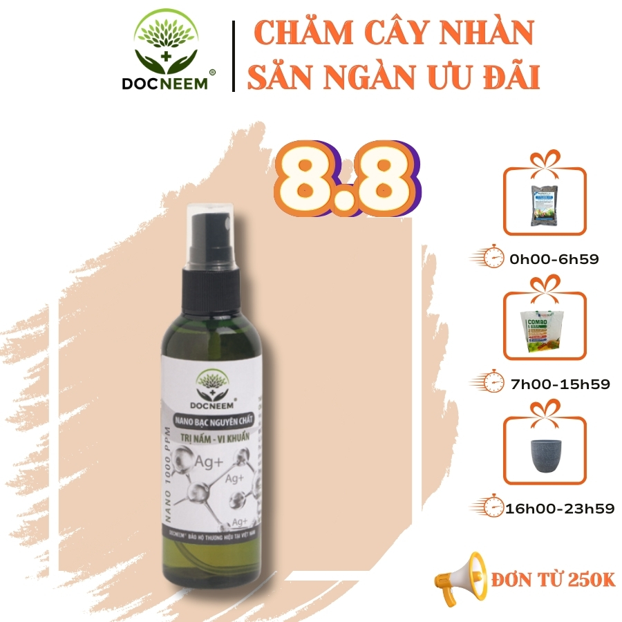 Nano Bạc - Diệt sạch nấm, vi khuẩn hoa hồng, hoa lan, thương hiệu Docneem, chai 100ml