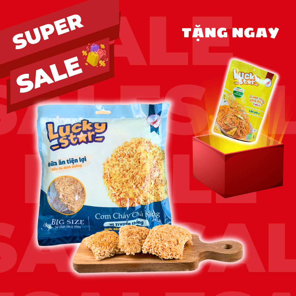 Cơm cháy chà bông ăn vặt truyền thống snack Lucky Star 150g đậm vị