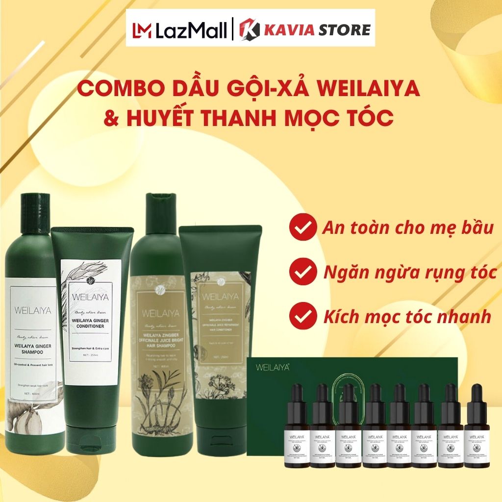 Combo dầu gội weilaiya & huyết thanh mọc tóc ngăn rụng tóc kích thích mọc tóc sau 3 tuần sử dụng, dưỡng tóc chăm sóc tóc toàn diện