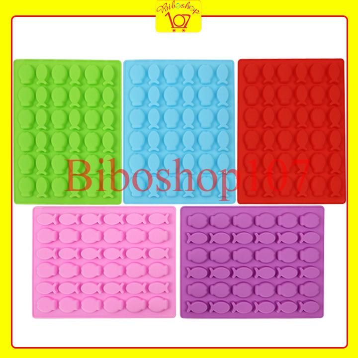 Khuôn silicon làm kẹo chip chip, thạch, rau câu, socola 36 chú cá