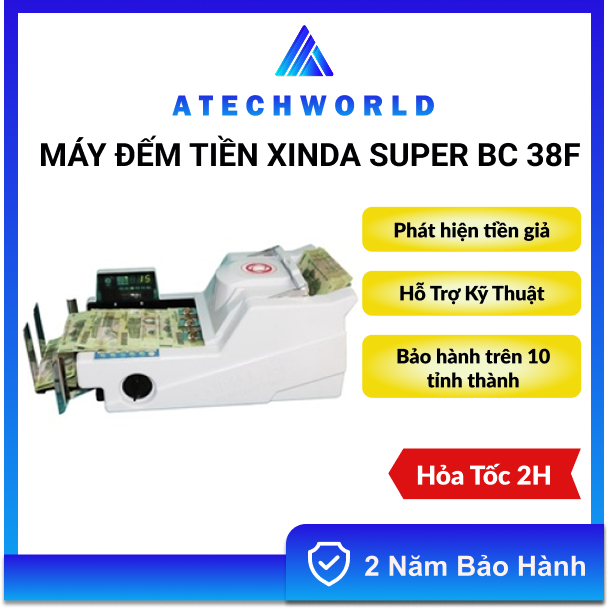 Máy Đếm Tiền Ngân Hàng Cao Cấp Xinda Super BC 38F Phát Hiện Tiền Giả - Hàng Chính Hãng - Có Xuất VAT