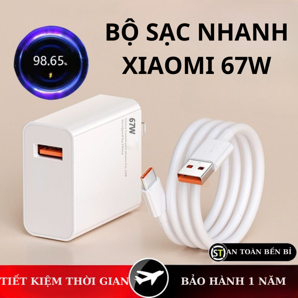 Bộ sạc nhanh xiaomi 67w qc4.0 ổn định dòng cổng sạc usb to type c dành cho dòng xiaomi