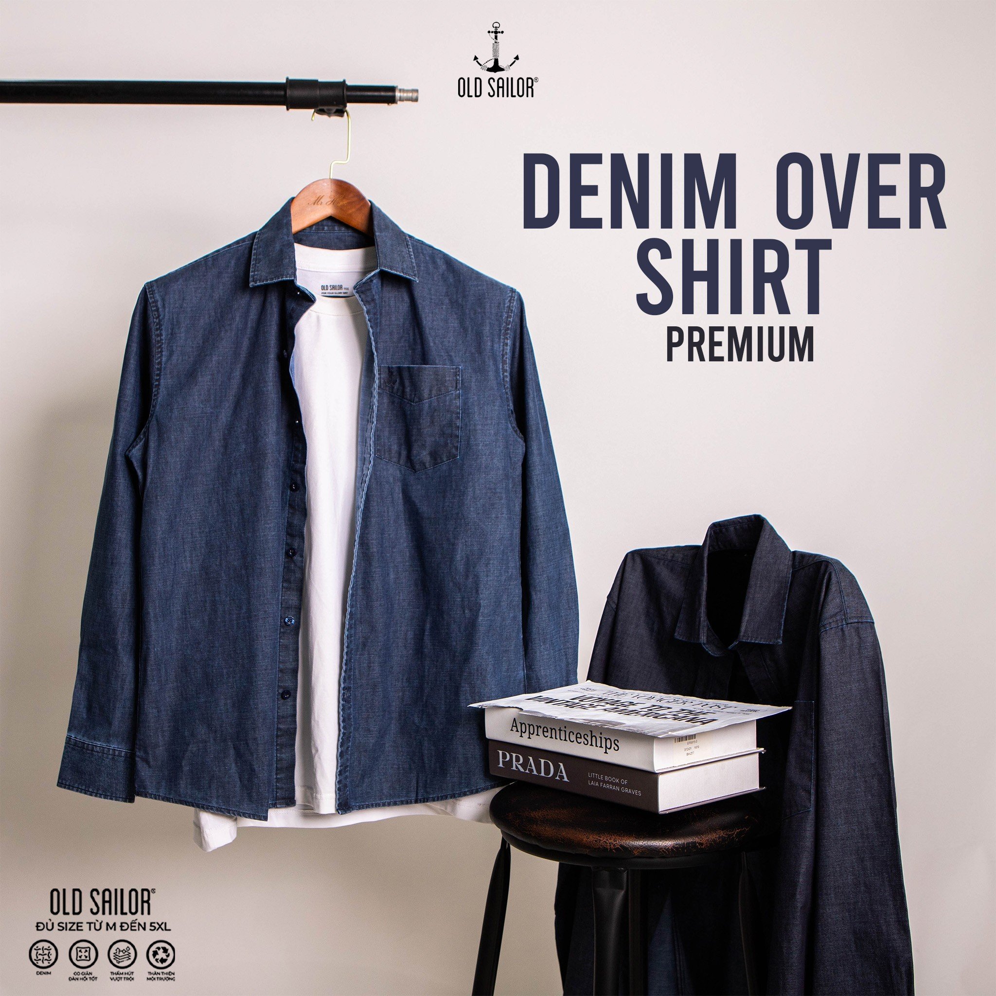 Áo khoác denim old sailor - 88546 - big size upto 5xl