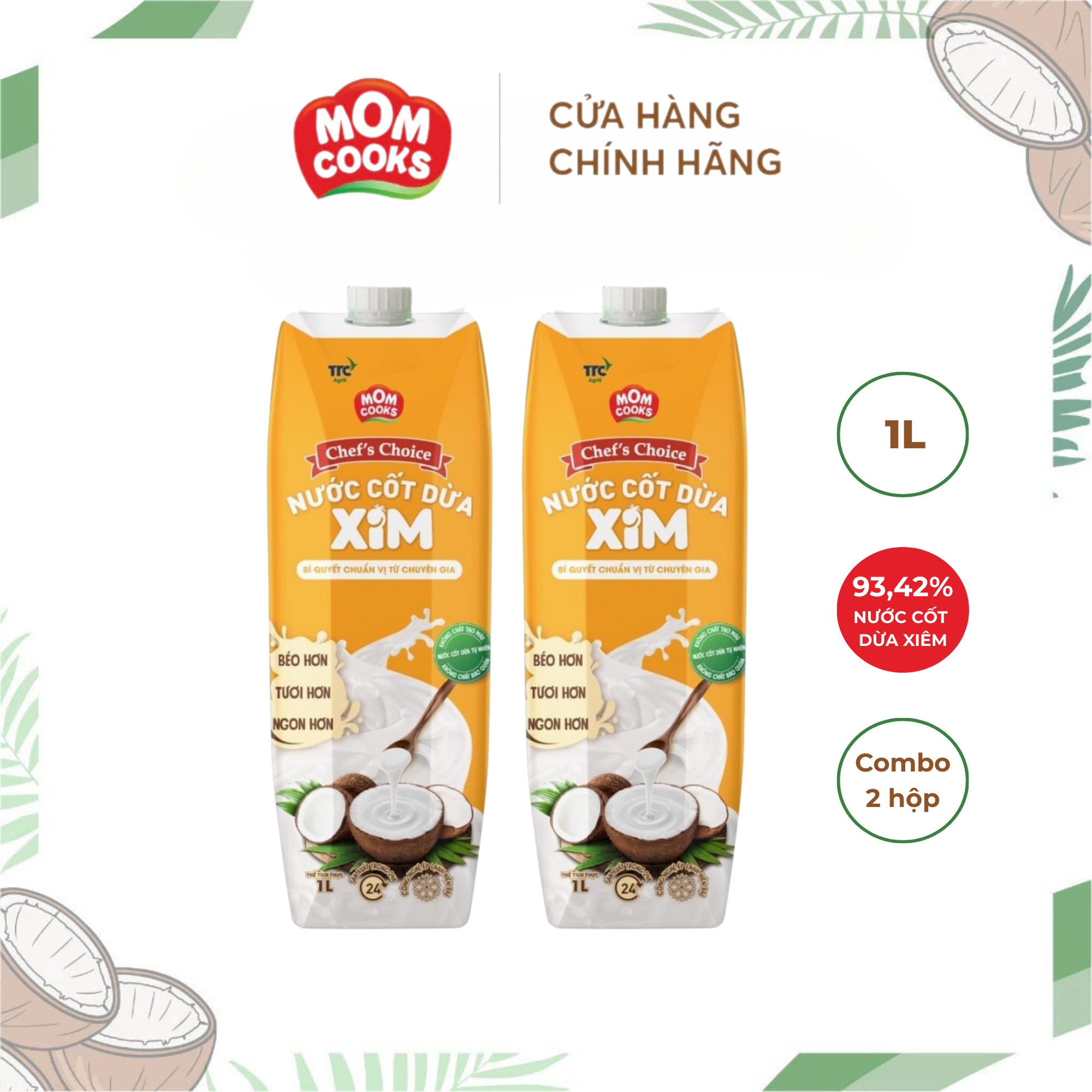 Combo 2 Hộp Nước Cốt Dừa XIM Chef's Choice - Mom Cooks 1000ml/hộp