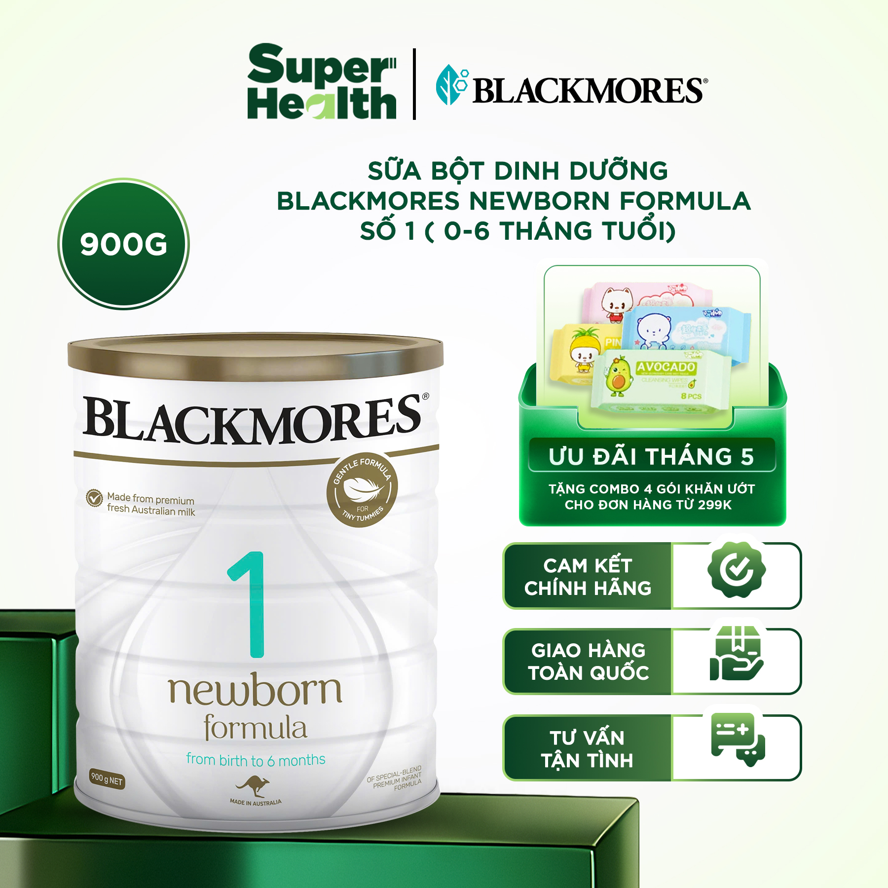 Sữa Blackmores Newborn Formula số 1 (900g) Sữa công thức cho trẻ 0-6 tháng tuổi