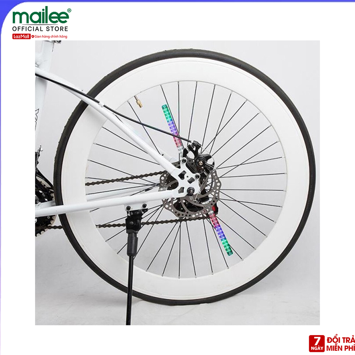 Đèn trang trí gắn bánh xe đạp 64 bóng led 30 kiểu hình sáng gắn trục sạc