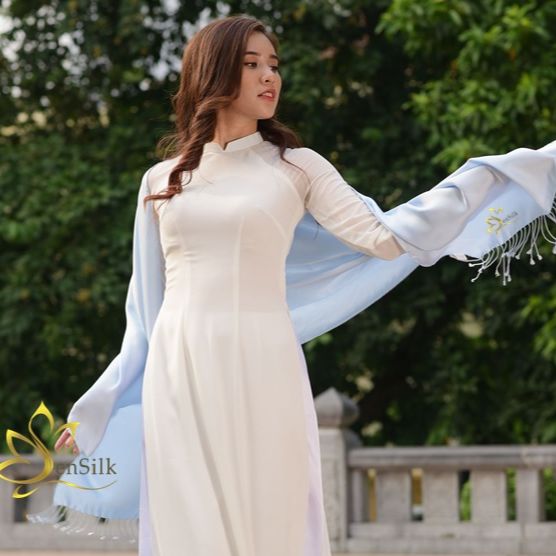 Khăn Lụa Bảo Lộc SenSilk Luxury (Xanh) 200x55cm - Quà Cho Người Nước Ngoài, Tơ Lụa Việt Nam, Khăn Lụa Tơ Tằm, Khăn Lụa Quàng Cổ, Vải Lụa Tơ Tằm, Khăn Lụa Đẹp