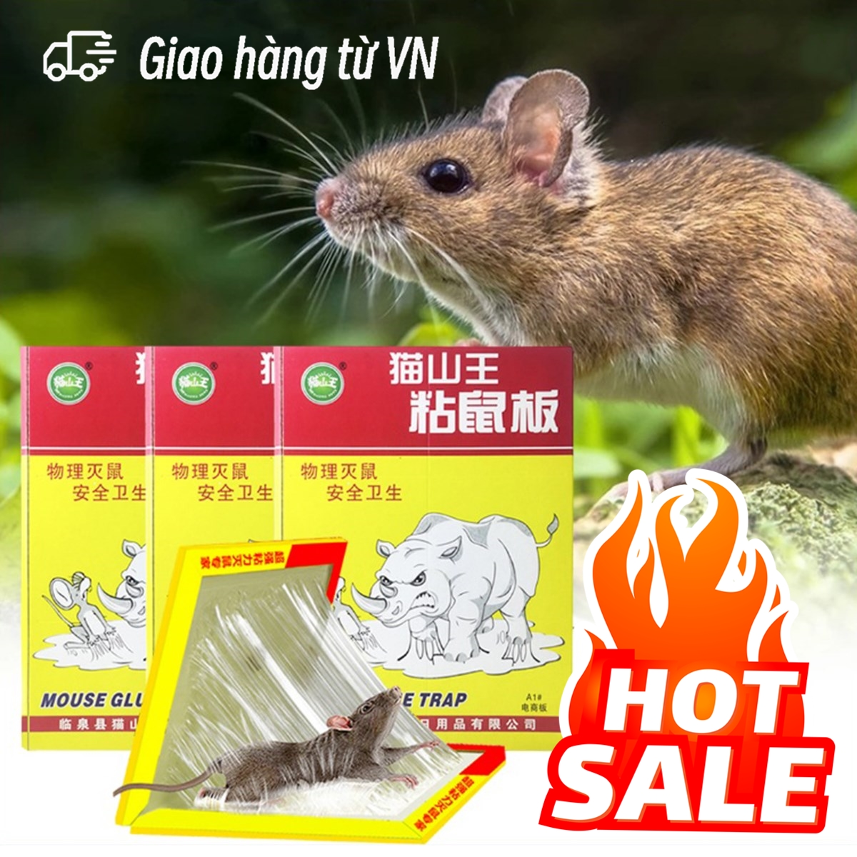 Keo dính chuột Siêu Dính, Miếng keo dán chuột, Miếng keo dán bẫy chuột tê giác siêu dính size 30x20cm