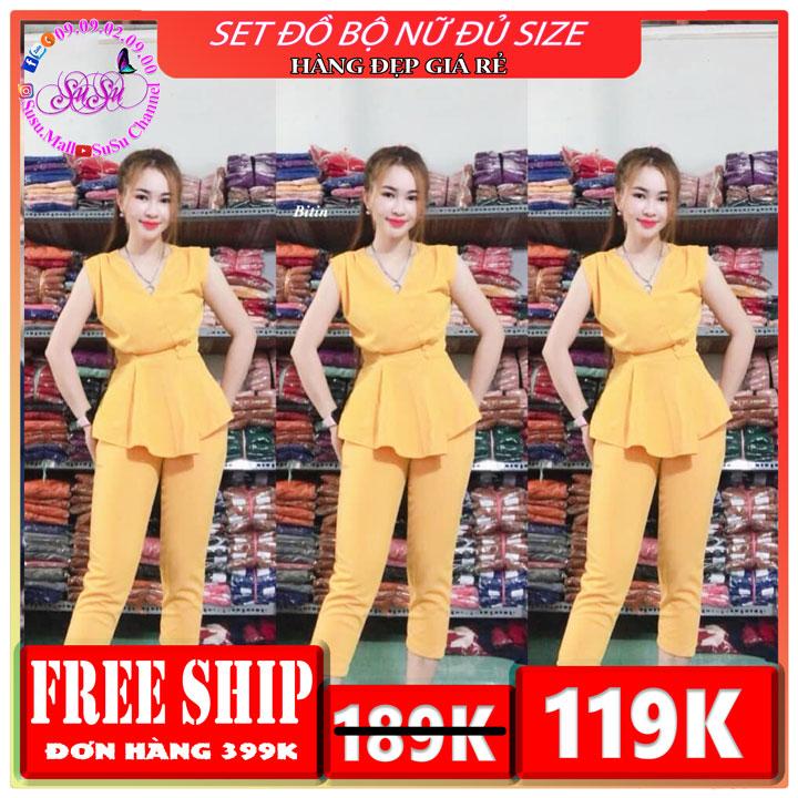 [HCM]Set bộ quần áo nữ dạo phố áo sát nách quần lửng cổ V phù hợp set đồ nữ du lịch