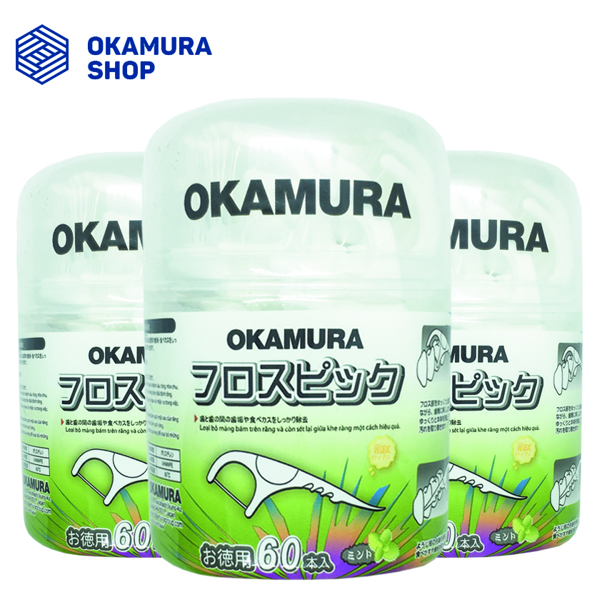 [HCM]Tăm chỉ kẽ răng cao cấp Nhật Bản Okamura - Hộp 60 cây