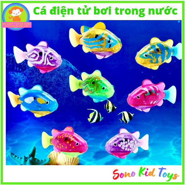 - Cá điện tử đồ chơi - Cá robot bơi trong nước có đèn LED, chất liệu nhựa ABS an toàn - Robo fish
