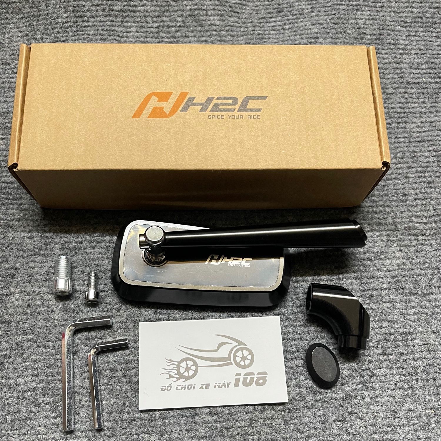 Gương chiếu hậu , kính chiếu hậu H2C Vuông Loại đẹp - phụ tùng xe máy giá rẻ