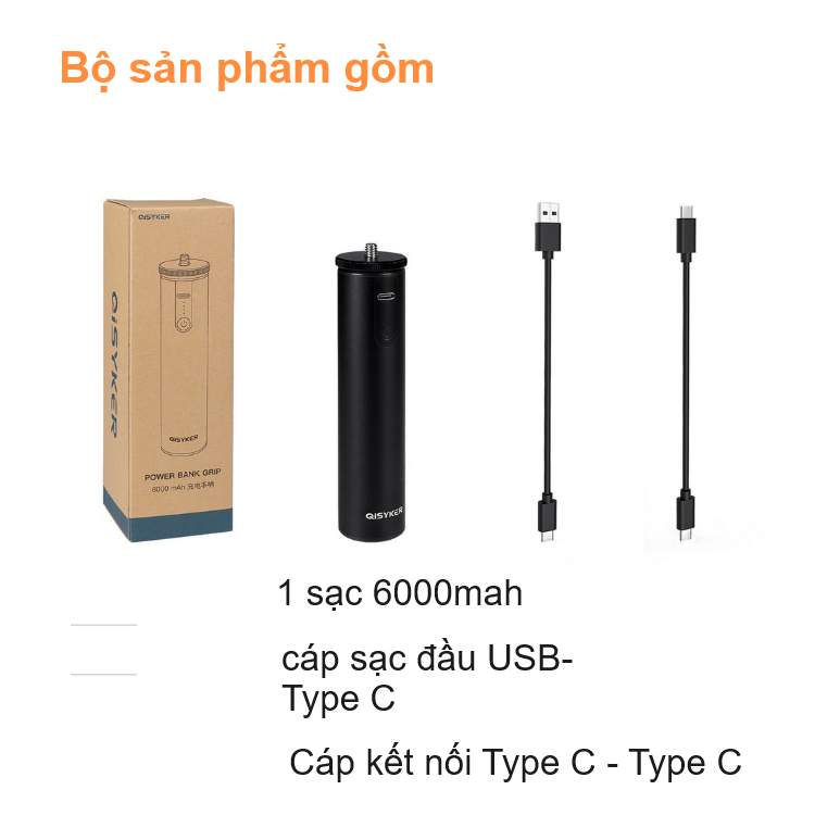 Tay cầm gopro 12/11 kiêm sạc dự phòng dung lượng 6000mAh dùng cho máy quay hành động OSMO POCKET DJI Action 3/4