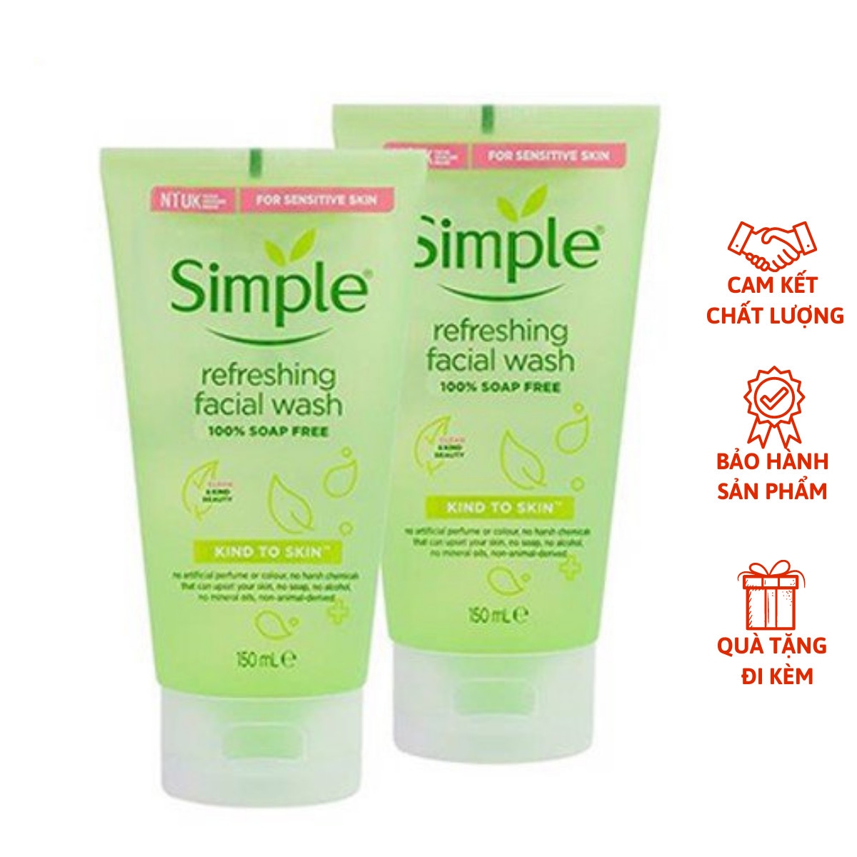 Sữa rửa mặt simple dịu nhẹ cho da nhạy cảm kind to skin refreshing facial wash 150ml