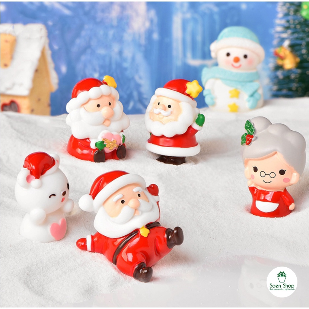 Freeship phụ kiện ông già noel cute trang trí noel, giáng sinh- phụ kiện trang trí, mô hình tiểu cảnh