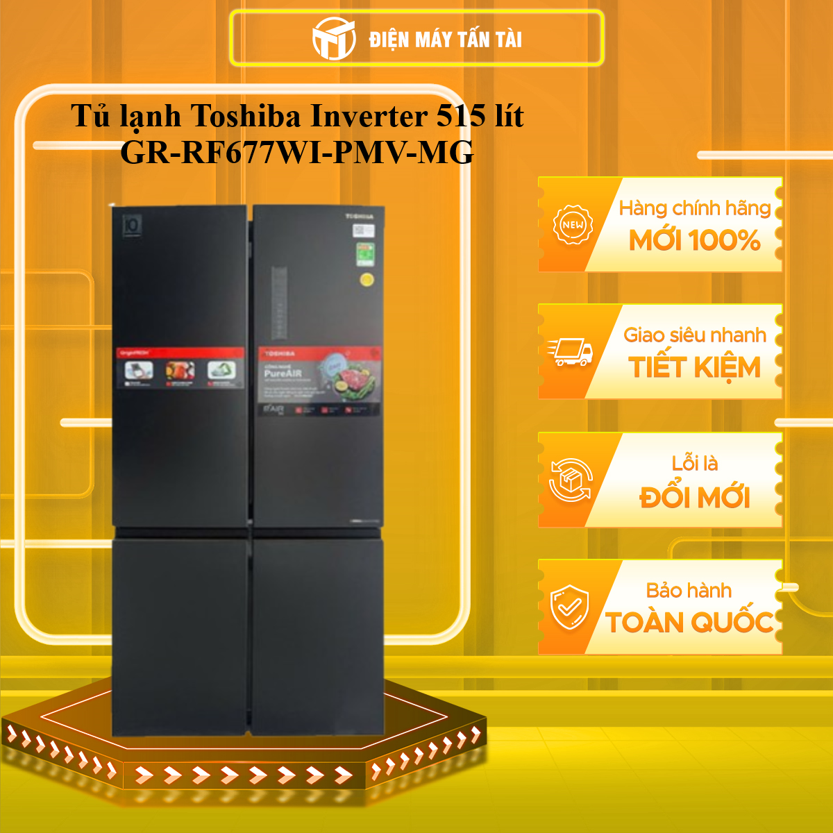 Tủ lạnh Toshiba Inverter 515 lít GR-RF677WI-PMV-MG - GIAO TOÀN QUỐC - CHỈ MIỄN PHÍ HCM