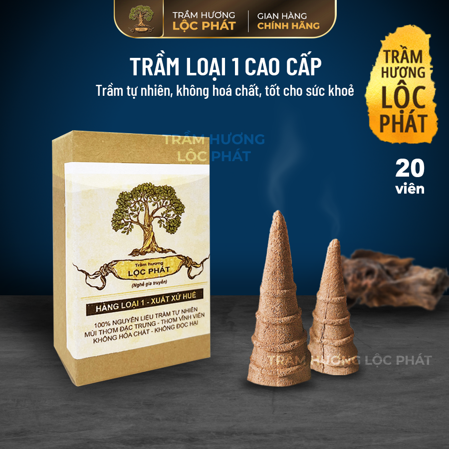 Nụ Trầm Hương Tự Nhiên Cao Cấp Trầm Hương Lộc Phát Trầm Xông Nhà Loại 1 (Hộp 20 Viên)