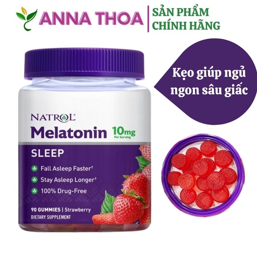 [SALE DATE CẬN] Kẹo Mềm Melatonin Natrol vị dâu Kẹo Ngủ hương dâu giúp ngủ sâu giấc giảm căng thẳng mệt mỏi loại 10mg Hàng Mỹ Anna Thoa