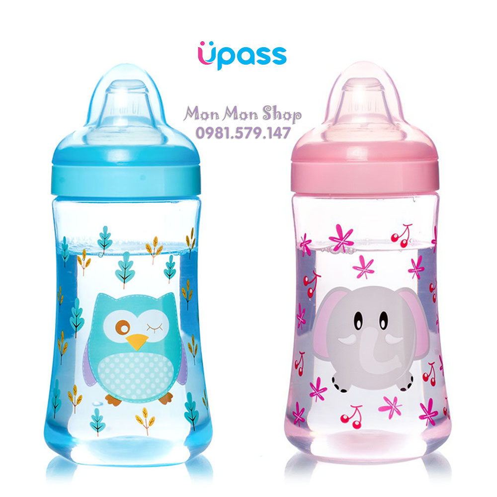 (Made in Thailand) Bình uống nước đầu hút mềm Upass 240ml