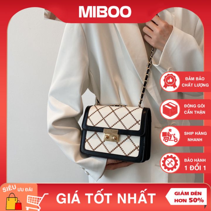 Túi xách nữ đeo chéo da vân caro cá tính
