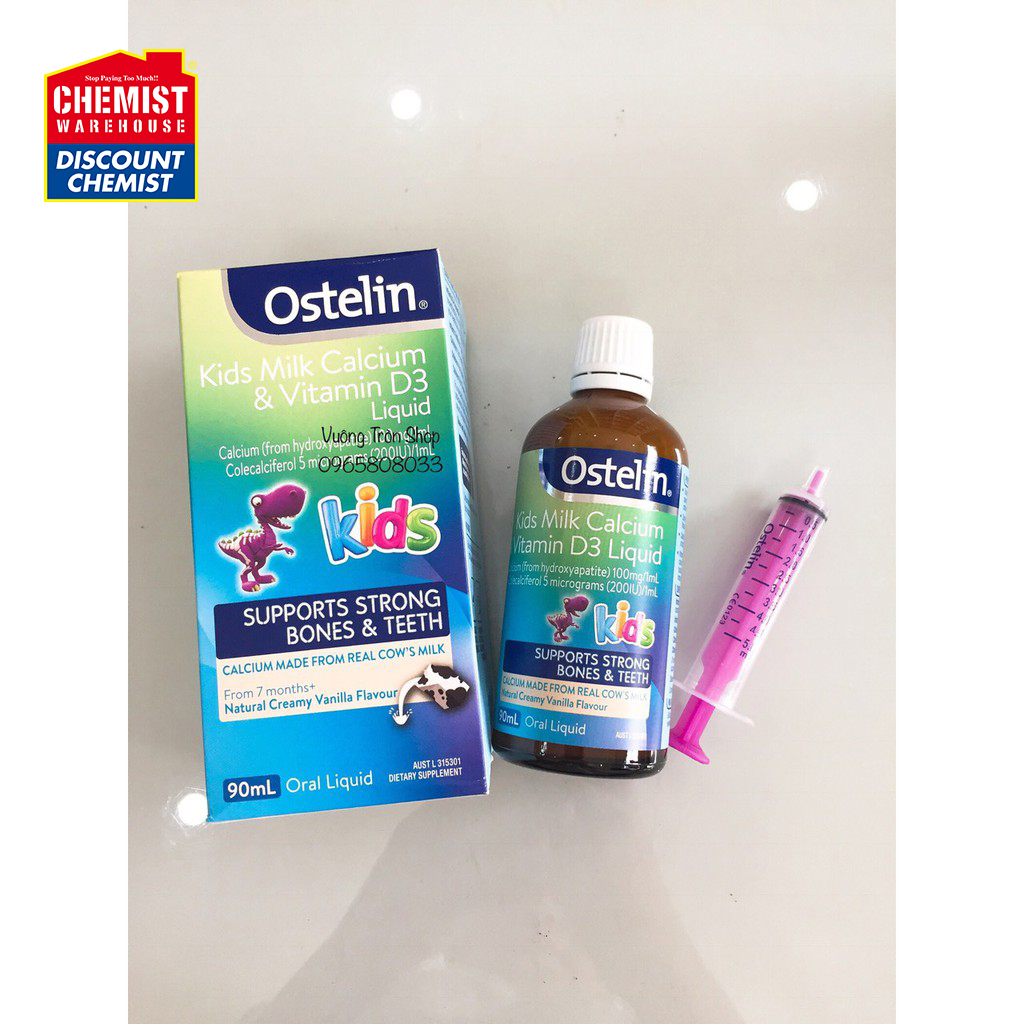 Calcium & Vitamin D3 Dạng Nước Bổ Sung Cho Bé Từ 7 tháng trở lớn- Ostelin Kids Calcium & Vitamin D3 90ml