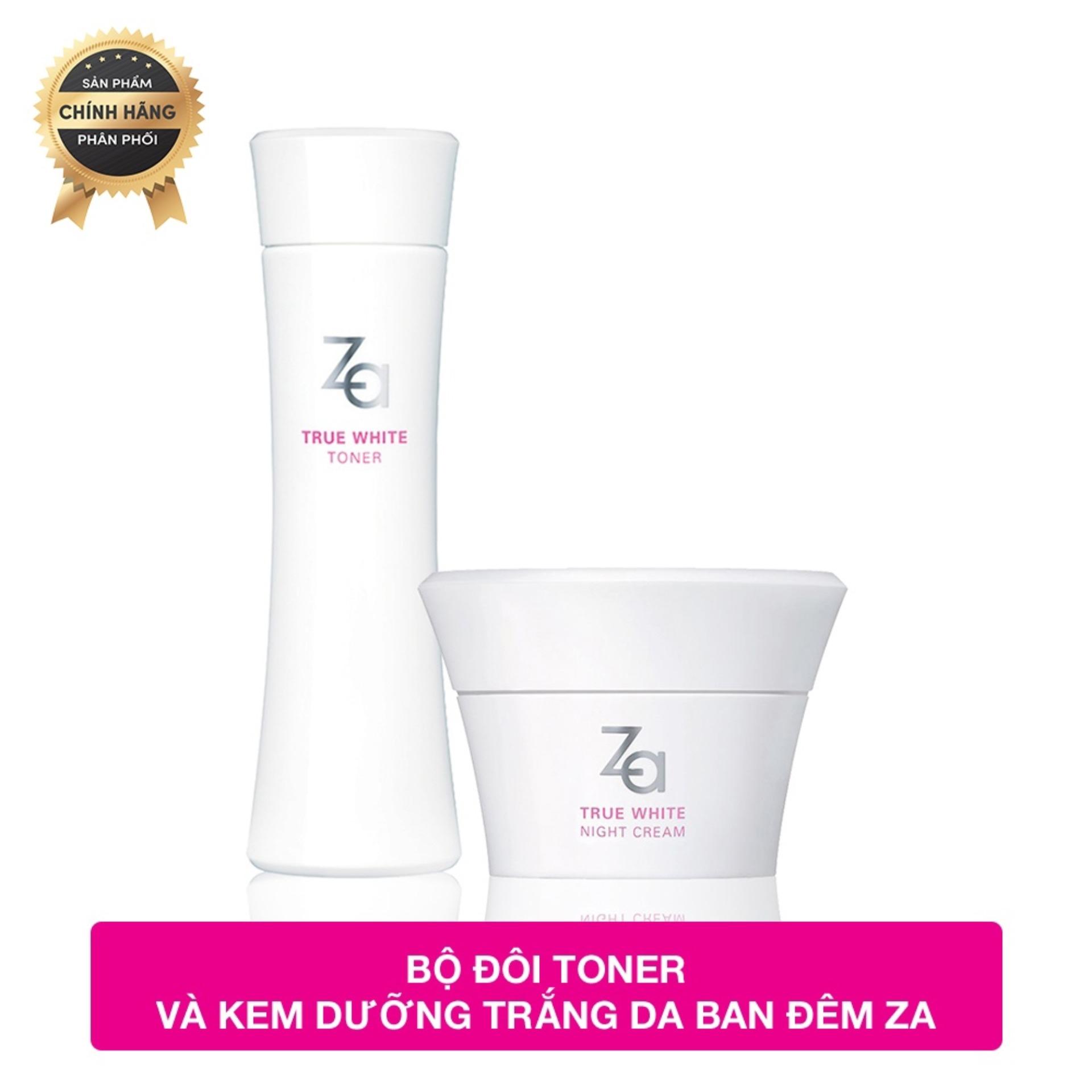 Bộ đôi toner và kem dưỡng trắng da ban đêm ZA