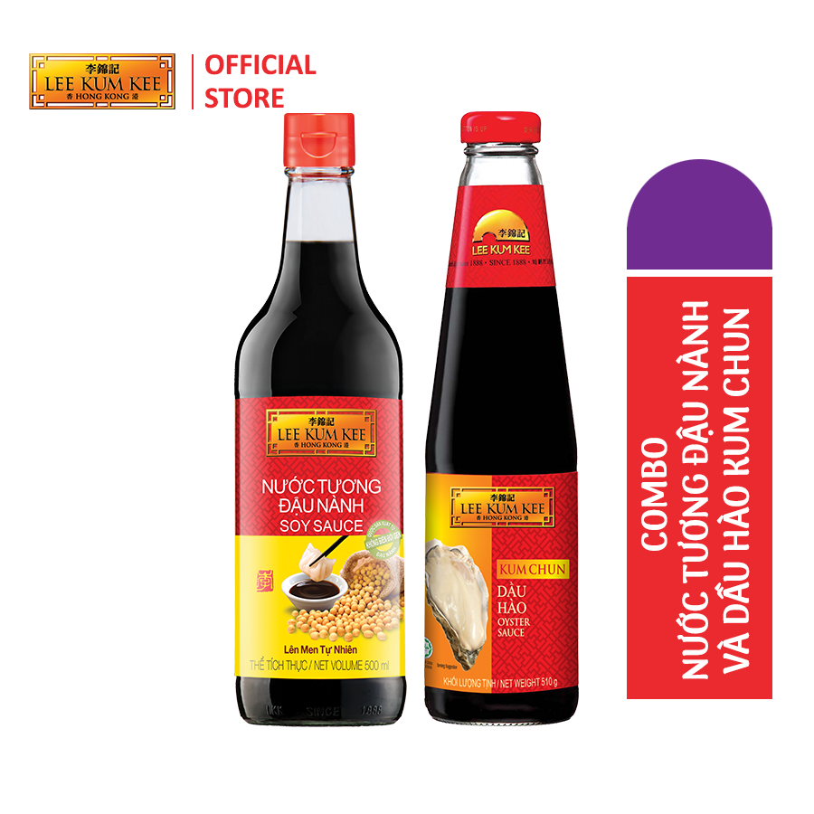 Combo tiện lợi 1 Nước tương Lee Kum Kee Soy Sauce 500 ml và 1 Dầu hào Lee Kum Kee Kum Chun Oyster Sauce 510G