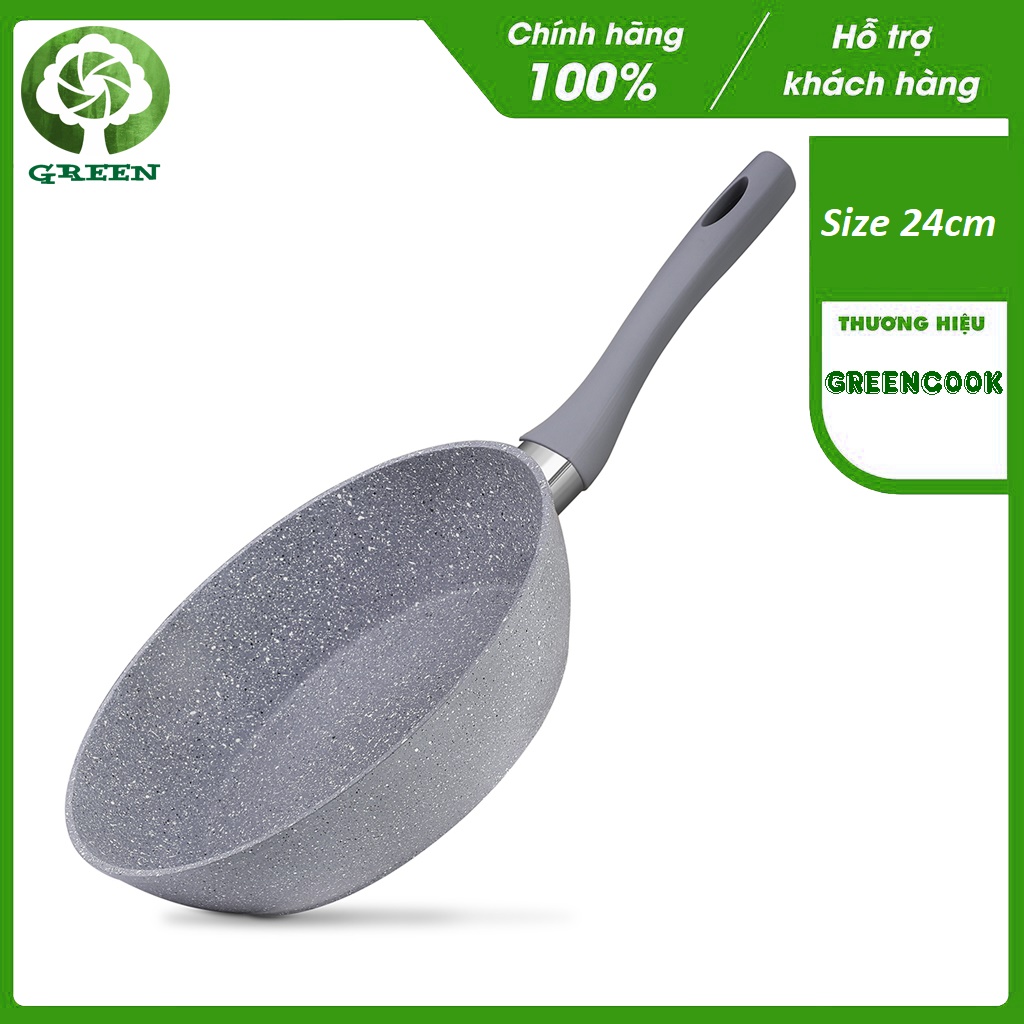 Chảo từ chống dính dạng vân đá sâu lòng GreenCook GCP02-24IH size 24cm