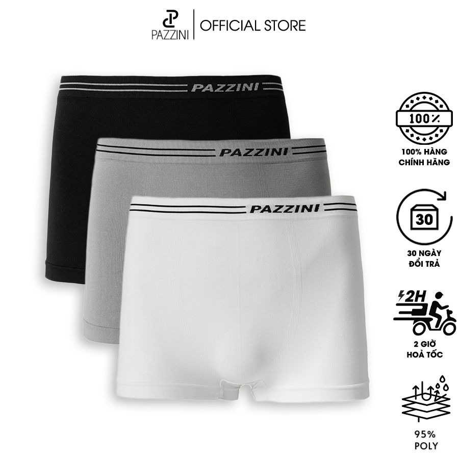 Combo 5 quần lót nam boxer PAZZINI thun poly cao cấp, quần sịp nam co giãn 4 chiều, thấm hút kháng khuẩn tốt - BX005.