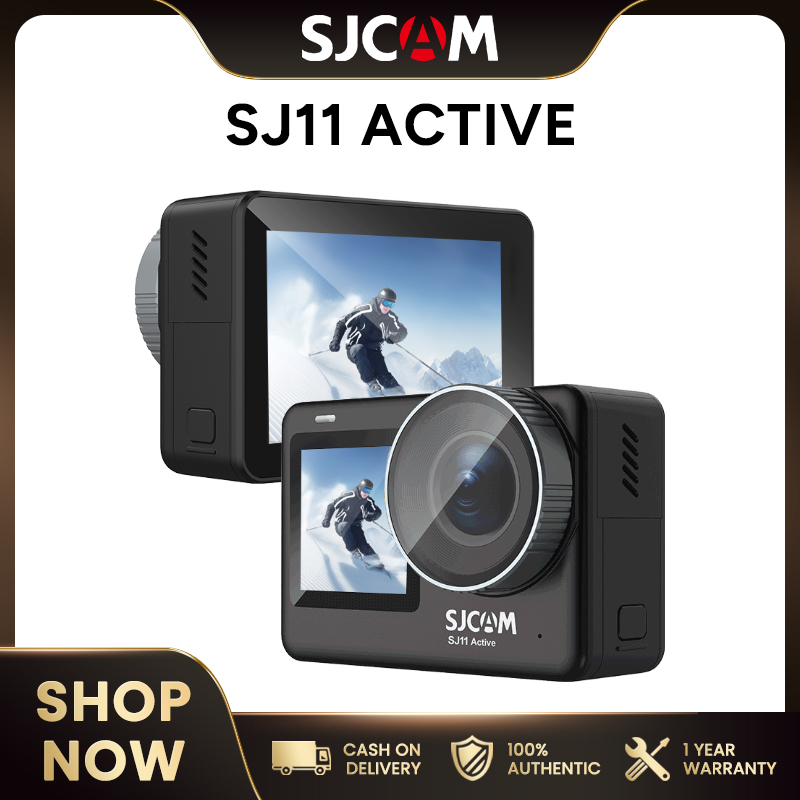 SJCAM SJ11 Active Dual Screen Action Camera 4K 30FPS Anti-Shake Ultra HD Video Support Live Streaming Six-Axis GYRO WiFi Adjustable 154 Degree Wide Angle Sports Camera Vlog Camera for Diving Riding Hiking