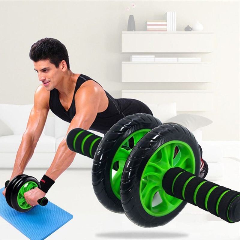 Con lăn tập cơ bụng 2 bánh cao cấp, máy tập cơ bụng con lăn tập gym tại nhà đa năng kèm thảm lót gCon lăn tập cơ bụng bánh xe AB New, con lăn 2 bánh tập bụng làm săn chắc cơ bụng, làm giảm mỡ bụng, giảm cân, giảm