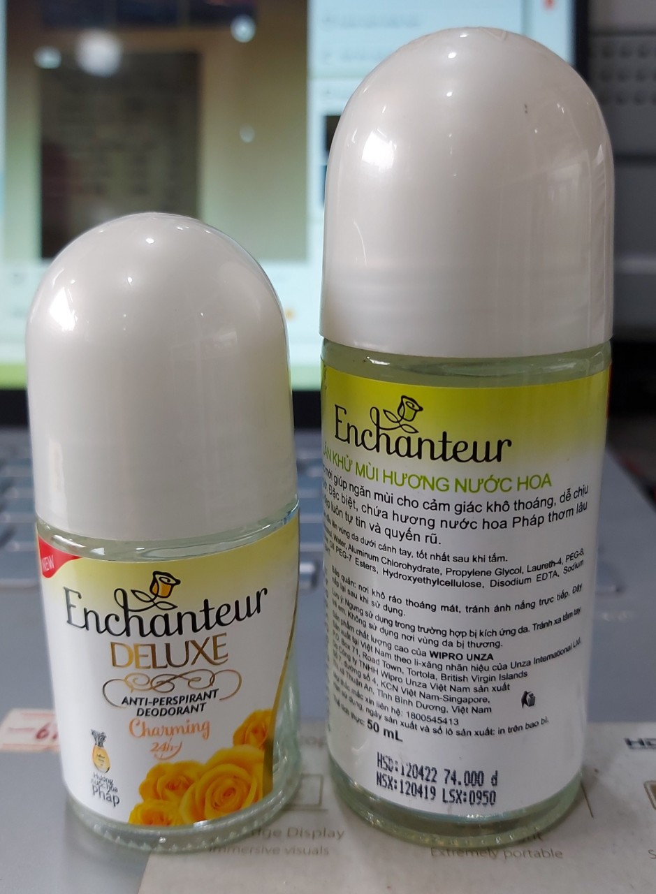 combo 1 cặp lăn khử mùi nước hoa enchenter chai lớn 50ml,nhỏ 25ml