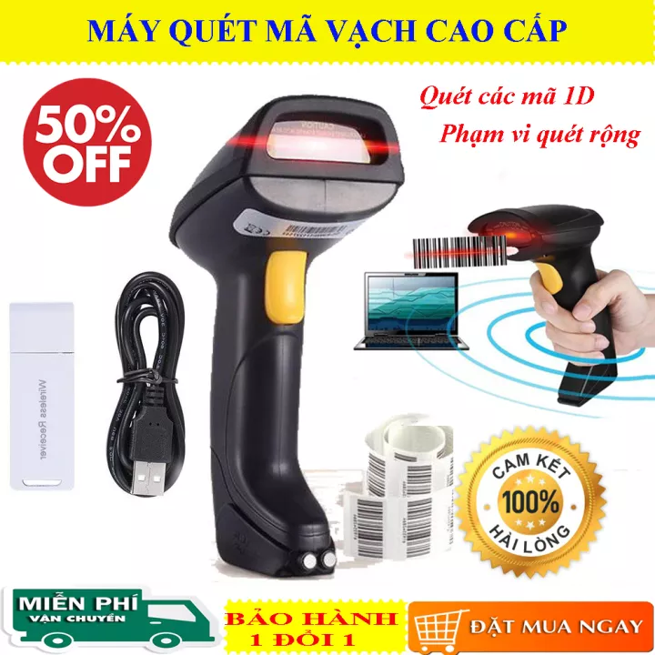Máy quét mã vạch, máy bắn mã vạch không dây, Máy Quét Mã Vạch, Máy Bắn Mã Vạch, Đầu Đọc Mã Vạch để bàn quét mã hàng hóa, đơn hàng, Chính Xác, Nhanh Chóng, Dễ Dàng Sử Dụng, Bảo Hành 12 tháng, Tặng
