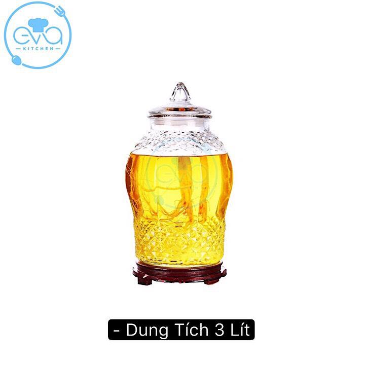 Bình ngâm thủy tinh 3 lít dáng chum hoạ tiết kim cương 8833 - 3l