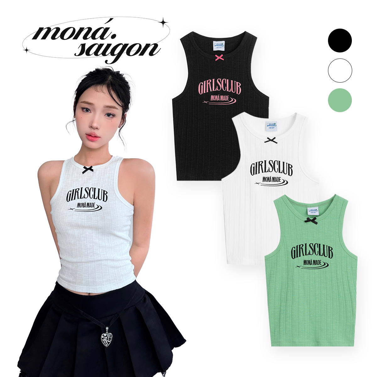 Áo ba lỗ thêu logo moná - vera