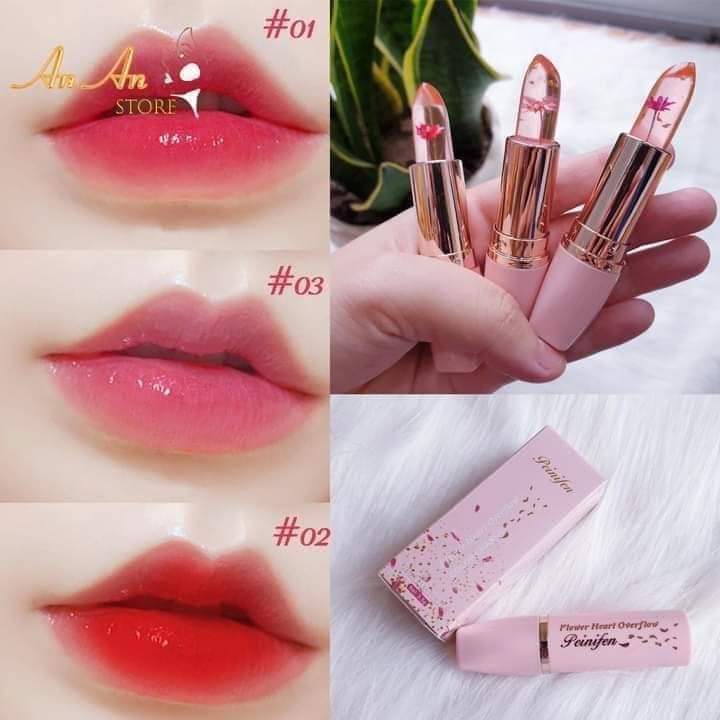 Son dưỡng môi, son thạch ướp hoa dưỡng môi làm hồng cấp ẩm biến đổi màu theo nhiệt độ