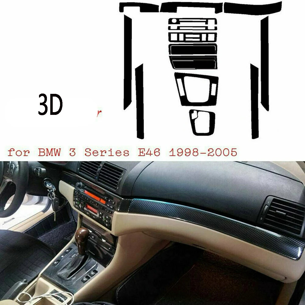 1 bộ nội thất Dash bọc TRIM cho BMW 3 Series E46 1998-2005 sợi Carbon 3D Sticker bền cho bên trái xe trang trí nội thất phụ kiện