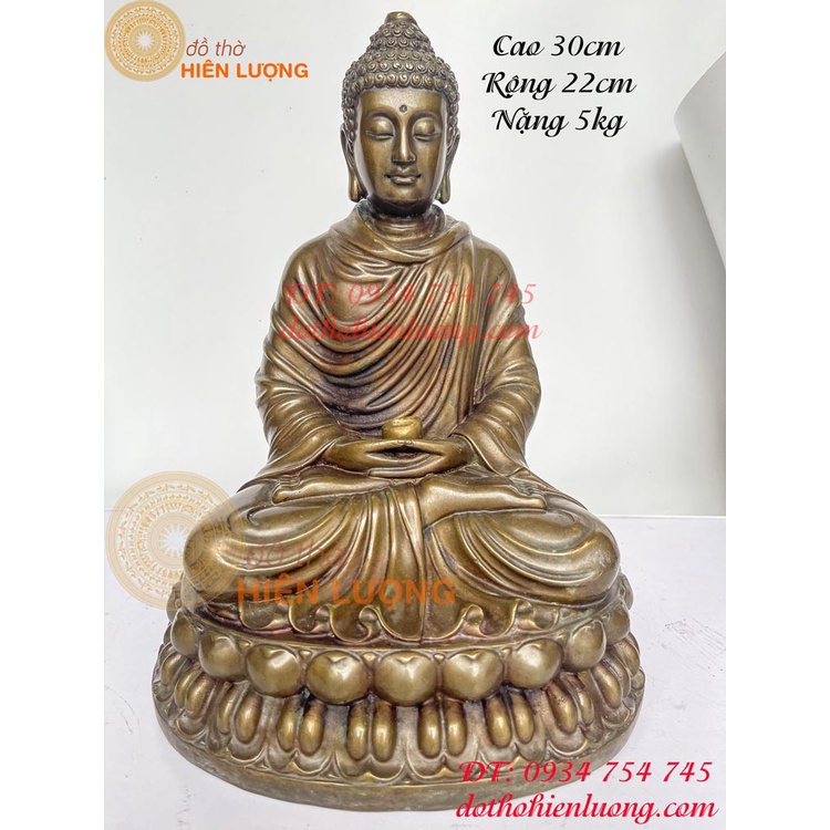 Tượng phật thích ca bằng đồng hun cao 30cm, ngang 22cm nặng 5kg