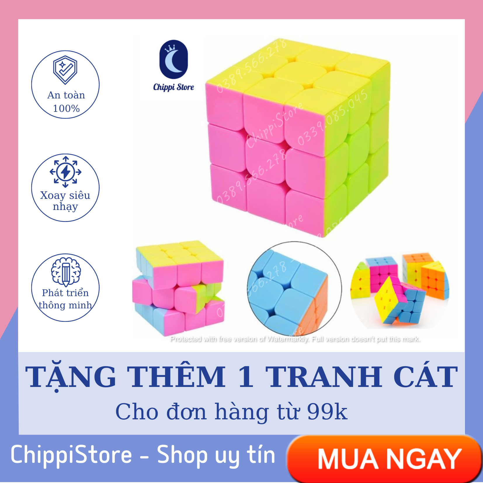 [HÀNG XỊN] Đồ chơi Rubik 3x3x3, Rubik Magic Cube 3x3, rubik 3 tầng khối lập phương xoay siêu nhạy kèm đế để rubik