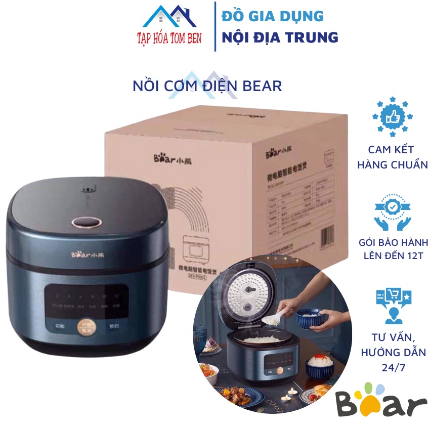 Nồi cơm đa năng Nồi cơm điện Bear dung tích 3L/ 4L/ 5L nấu cơm, cháo, hầm canh hẹn giờ cực tiện lợi - Nồi cơm thông minh Bear - Nồi cơm kiêm nồi hầm - nồi hầm bear - nồi cơm nội địa
