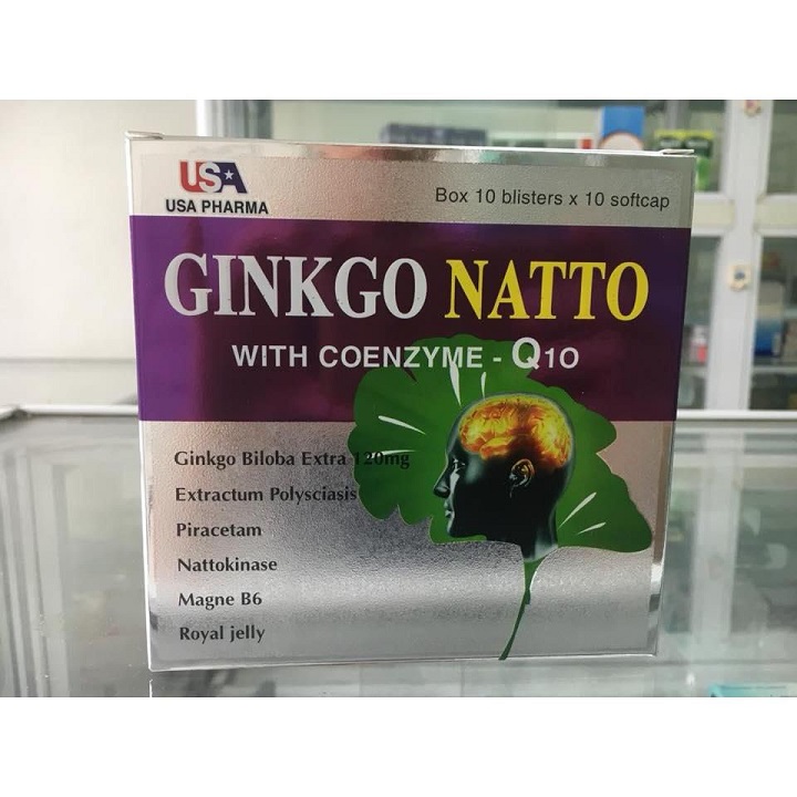 Combo 2 hộp Viên uống bổ não GINKGO NATTO - giúp tăng cường lưu thông máu lên não , rối loạn tiền đình , đau nửa đầu vai gáy.