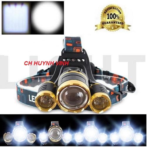 Đèn Đội Đầu 3 Bóng LED XML T6 Có Zoom