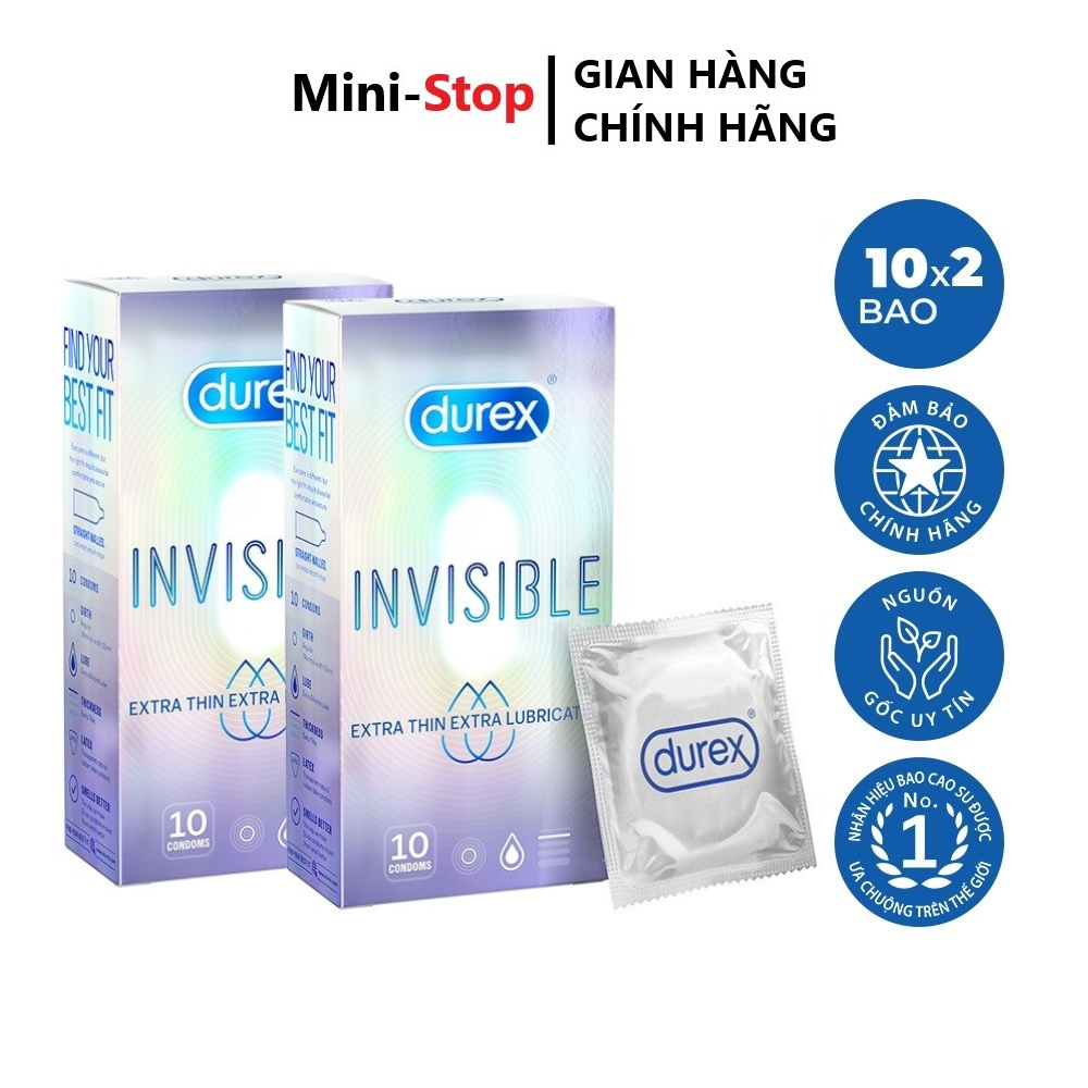FREESHIP Combo 2 hộp Bao cao su siêu mỏng Durex Invisible Extra Thin - Extra Sensitive