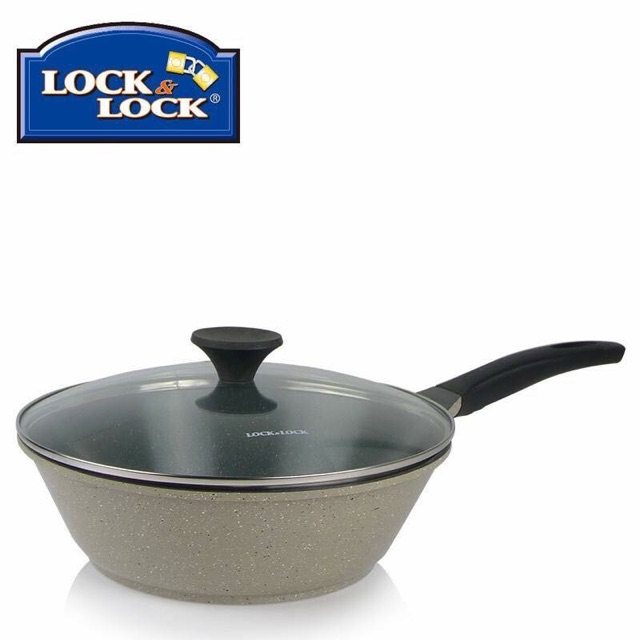 Chảo bếp từ chống dính sâu lòng vân đá marble stone 7 lớp 30 cm lock&lock lca6306d-ih cao cấp