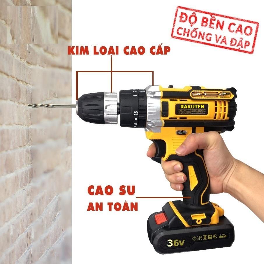 Máy khoan bê tông máy khoan pin bê tông búa Máy khoan pin RAKUTEN 36V TẶNG 2 MŨI KHOAN - 1 PIN máy khoan pin máy bắn vít máy khoan cầm tay