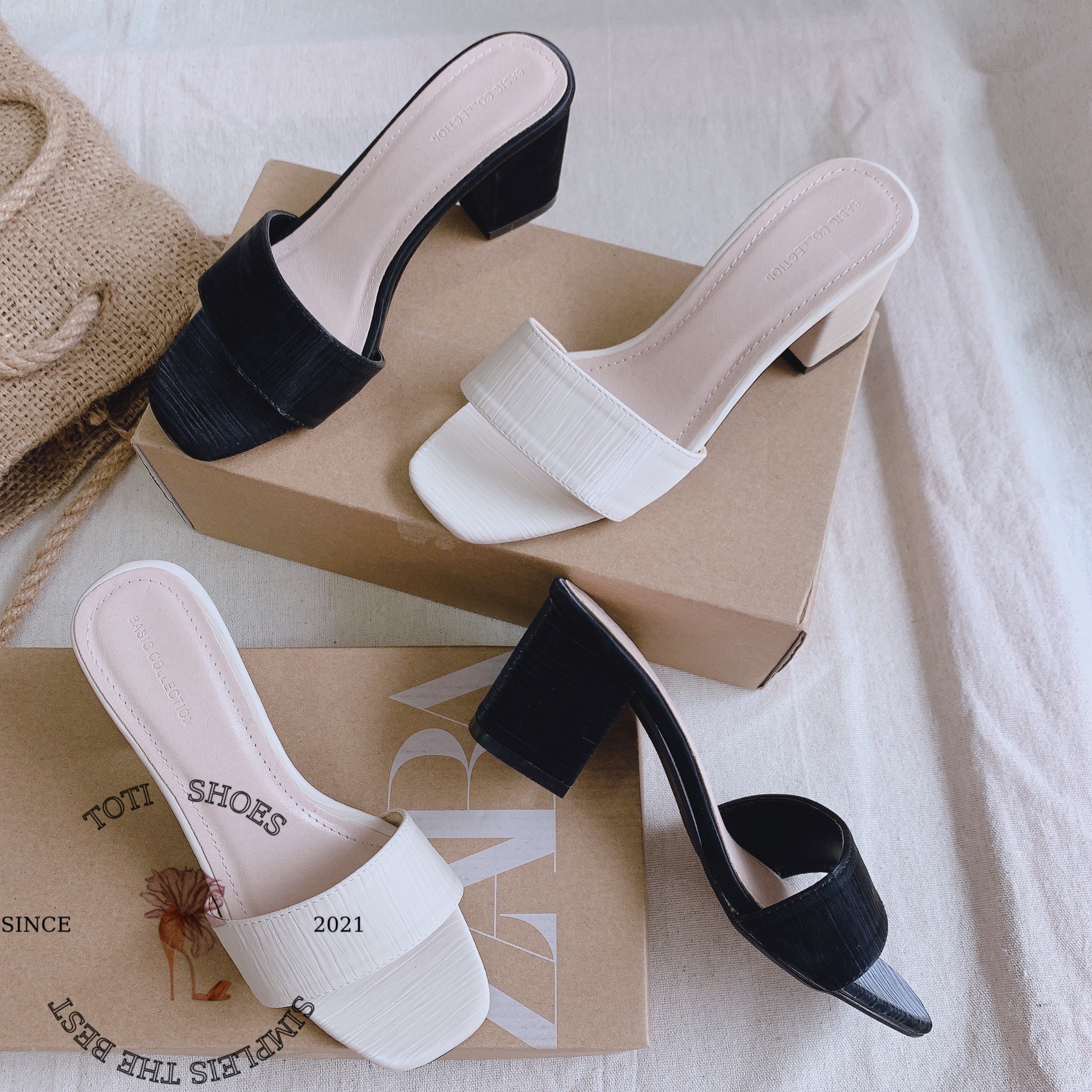 Guốc nữ cao gót totiie shoes - dép guốc quai ngang thời trang - guốc 5cm - guốc cao gót 5 phân d201267