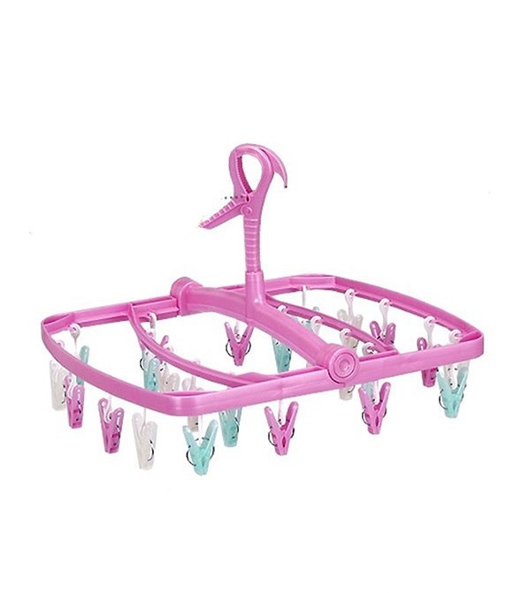 Khung phơi 24 kẹp xoay 360 độ Lumina Towa hàng xuất Nhật Bản màu Hồng nhựa PP cao cấp, chịu nhiệt, bền bỉ